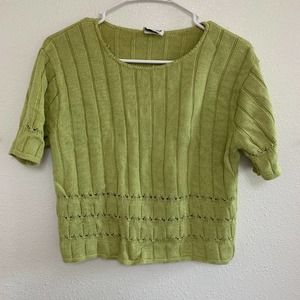 90's Vintage Retro CLIO Knit Green Top